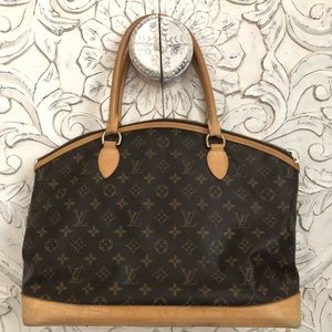 LOUIS VUITTON Lockit Horizontal Monogram Canvas Tote Bag Brown.